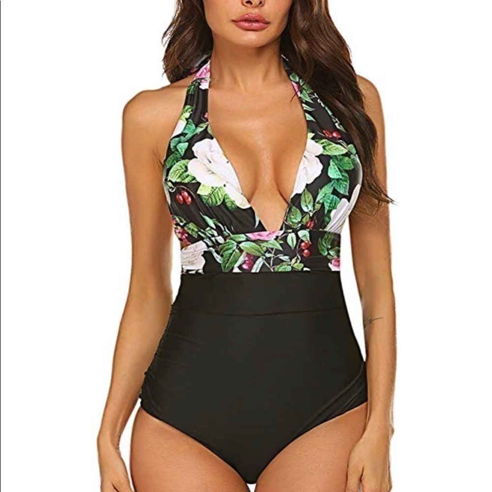 Halter style one piece swimsuit